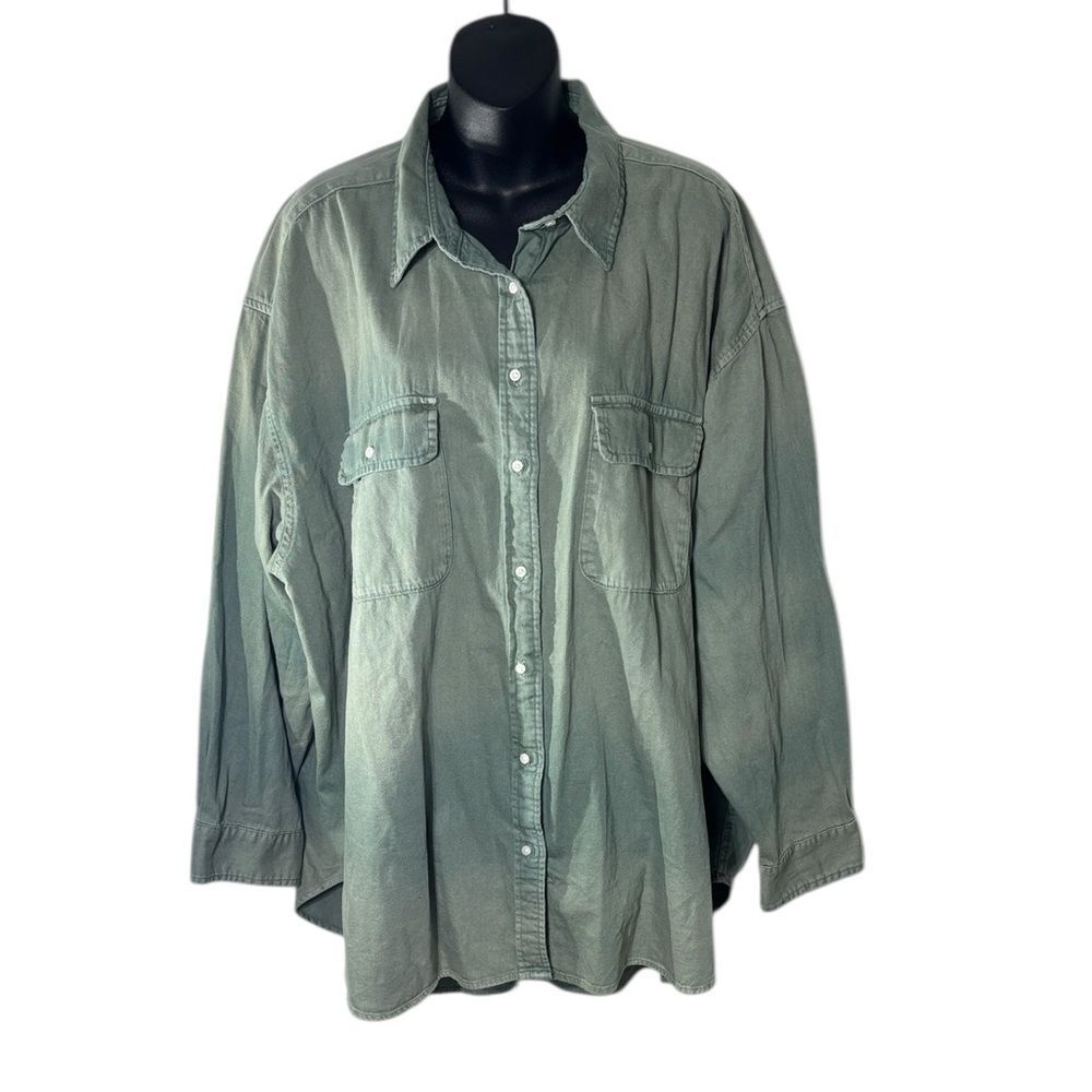 Aerie women’s xl oversized utility button up chore coat Shacket shirt new